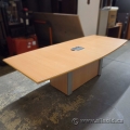 96" Maple Boardroom Boat Shaped Table w/ Power & Data Grommet